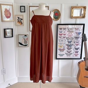 Who What Where Womens Size Small Copper Midi Chiffon Spaghetti Strap Dress